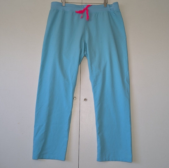 Figs Pants - Figs Women's Livingston Scrub Pant Neon Blue Pink Technical Medical Nurse XL